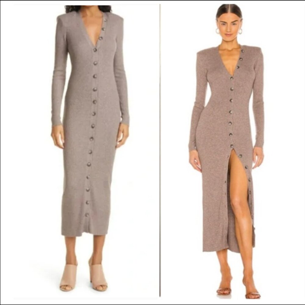 Torn by Ronny Kobo Sweater Vianne Knit Wool Dress Taupe Brown Walnut XS EUC